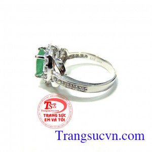Nhẫn vàng trắng Emerald thiên nhiên kiểm định Naturald Emerald,vàng trắng 14k(58,5%Au)nhẫn nữ emerald đẳng cấp quý phái,tinh tế cho chiếc nhẫn nữ đá quý sau kim cương,Món quà cho vợ Ý nghĩa cho ngày kỷ niệm