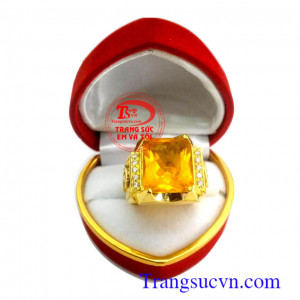 Nhẫn nam thạch anh vàng