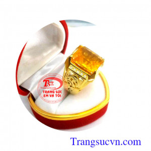 Nhẫn nam thạch anh vàng