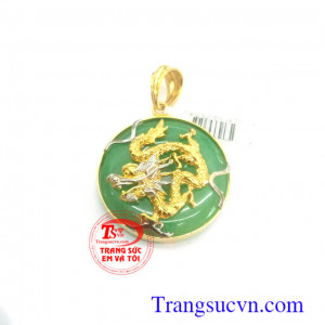 Mặt ngọc rồng vàng tây hợp phong thủy đẳng cấp,tuổi thìn con giáp vàng phong phú hợp phong thủy cho nam đeo mặt dây chuyền sang trọng