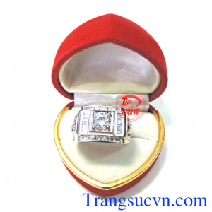Nhẫn nam vàng 18k trắng