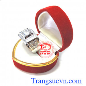 Nhẫn nam vàng 18k trắng