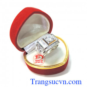 Nhẫn nam vàng 18k trắng