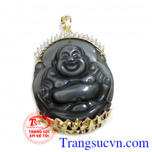 Bộ mặt phật đá đen bọc vàng