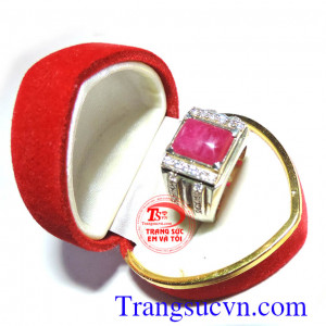 Nhẫn nam bạc đá quý Ruby