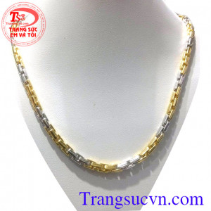 Dây chuyền vàng Italy hai màu 18k 75%Au nhập khẩu nguyên chiếc dây chuyền vàng màu +vàng trắng,sáng bóng,dây chuyền nam vàng Ý bền đẹp,Ưa chuộng,Đẳng cấp dây chuyền khách hàng đánh giá Uy Tín