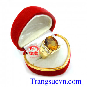 Nhẫn nam thạch anh vàng thiên nhiên