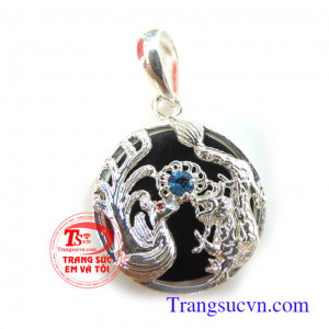 Mặt dây rồng phượng bạc