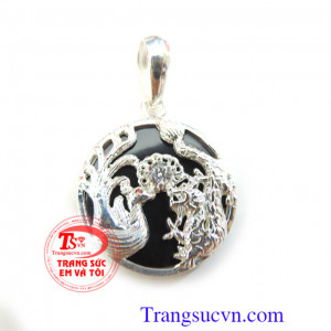 Mặt dây rồng phượng bạc