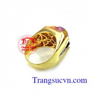 Nhẫn nam đá quý ruby vàng 14k