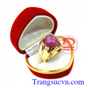 Nhẫn nam đá quý ruby vàng 14k
