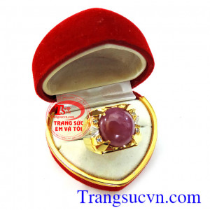 Nhẫn nam đá quý ruby vàng 14k
