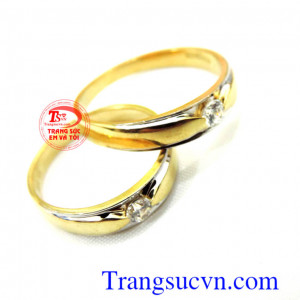 Cặp nhẫn cưới vàng tây