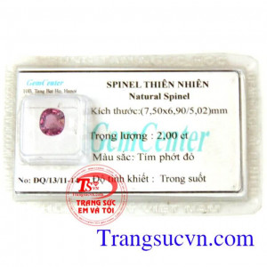 Spinel tím phớt đỏ facet đẹp long lanh