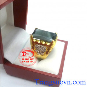 Nhẫn nam đá đen má rồng vàng