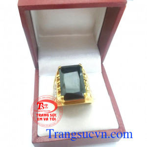 Nhẫn nam đá đen má rồng vàng