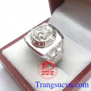 Nhẫn rồng vàng trắng may mắn