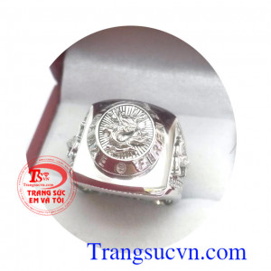 Nhẫn rồng vàng trắng may mắn