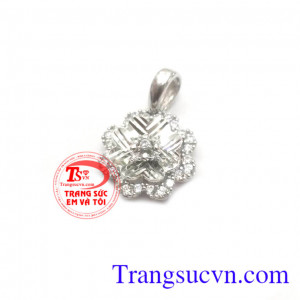 Bộ Mặt dây chuyền vàng 18k trắng Ý