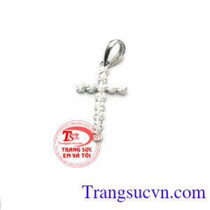 Mặt Thánh Giá vàng trắng 18k