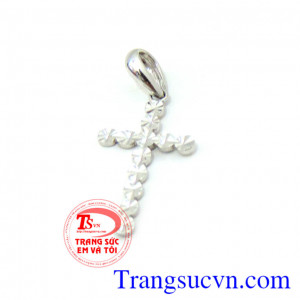 Mặt Thánh Giá vàng trắng 18k
