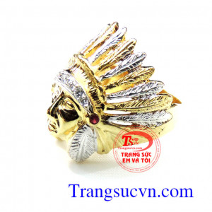 Nhẫn nam thổ dân vàng 18k 3D