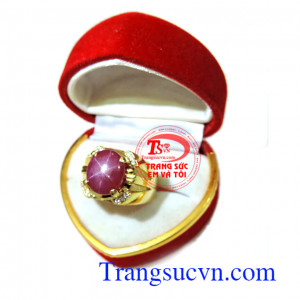 Nhẫn nam ruby sao thiên nhiên