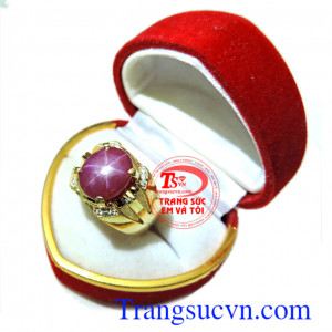 Nhẫn nam ruby sao thiên nhiên