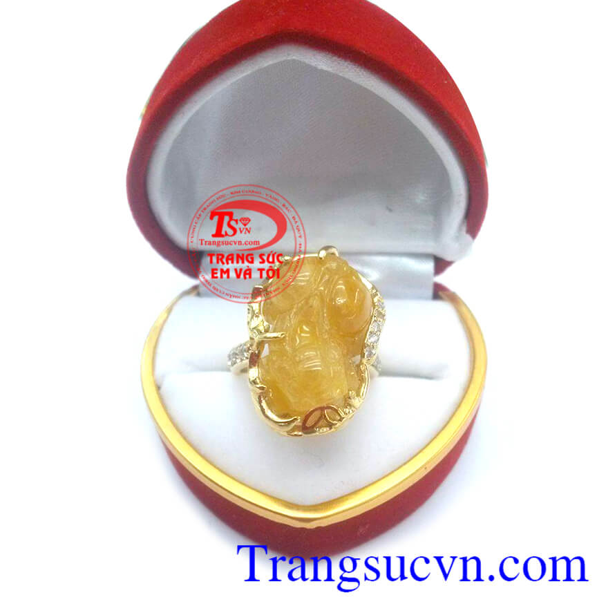 Mặt Nhẫn Tỳ Hưu Thạch Anh Tóc Vàng chưa bao gồm bọc vàng 18k Vật phẩm và  đá phong thủy tại TP Vinh Nghệ An