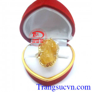 Nhẫn tỳ hưu thạch anh tóc vàng mệnh kim