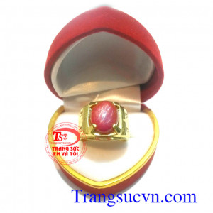 Nhẫn vàng đá quý ruby sao