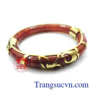 Vòng ngọc cẩm thạch đỏ vàng tây