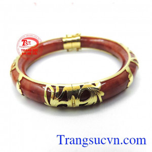 Vòng ngọc cẩm thạch đỏ vàng tây