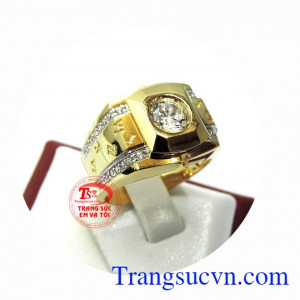 Nhẫn mặt đá vàng tây