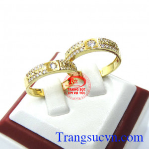 Đôi nhẫn cưới vàng 750