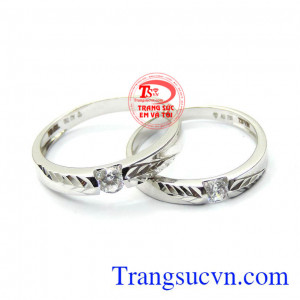 Nhẫn cưới vàng trắng 18k