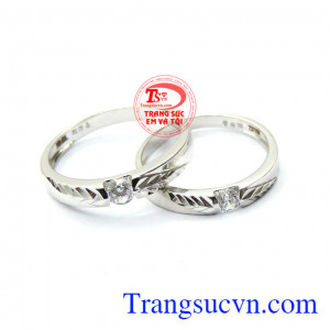 Nhẫn cưới vàng trắng 18k