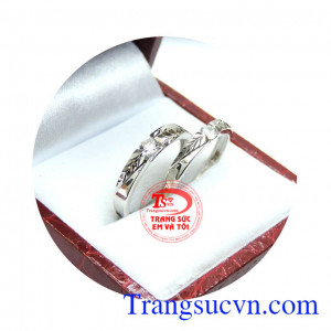 Nhẫn cưới vàng trắng 18k