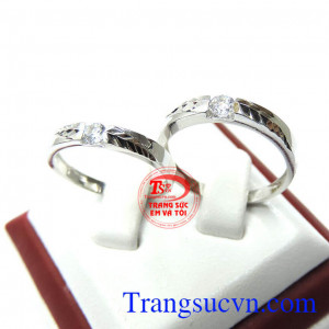 Nhẫn cưới vàng trắng 18k bền đẹp vàng trắng sáng cùng thời gian