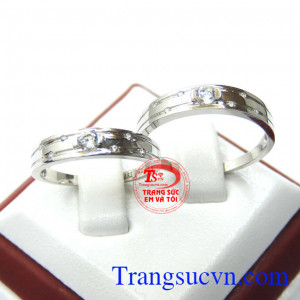 Nhẫn cưới vàng trắng ITALY tinh tế đẳng cấp