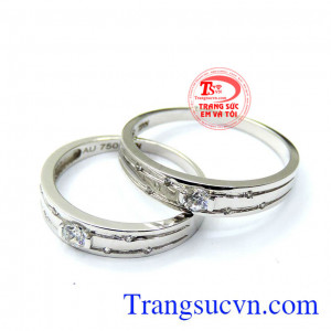 Nhẫn cưới vàng trắng ITALY tinh tế đẳng cấp