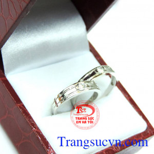 Nhẫn cưới vàng trắng ITALY