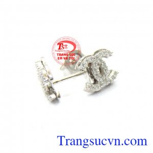 Đôi hoa tai vàng 18k, hoa tai vàng,bông tai vàng trắng 18k,hoa tai đẹp bền tinh tế, hoa tai vàng,đôi bông tai đẹp