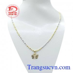 Bộ dây mặt bướm vàng 18k Ý