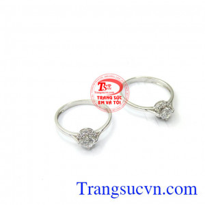 Nhẫn nữ vàng trắng 18k Italy