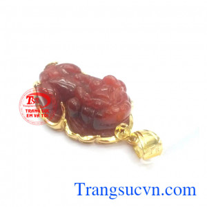 Tỳ hưu ngọc đỏ vàng 14k