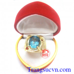 Nhẫn nam topa mệnh Mộc+Thủy nhẫn vàng đá quý có giấy kiểm định đá quý,nhẫn nam topaz đẹp,nhẫn nam rồng vàng hộ mệnh Mộc và mệnh Thủy,Nhẫn nam đẹp