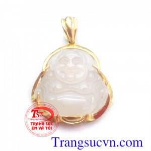 Mặt vàng phật mã não trắng hợp phong thủy và thời trang,mặt đeo cùng dây chuyền vàng hoặc dây da,sao su bọc rồng sang trọng và tinh tế Mặt vàng phật mã não