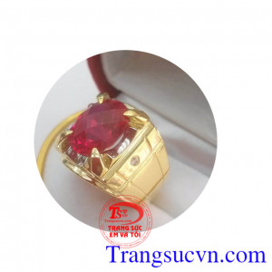Nhẫn nam vàng đá đỏ