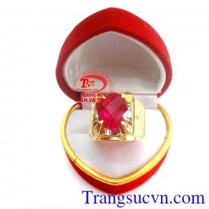 Nhẫn nam vàng đá đỏ